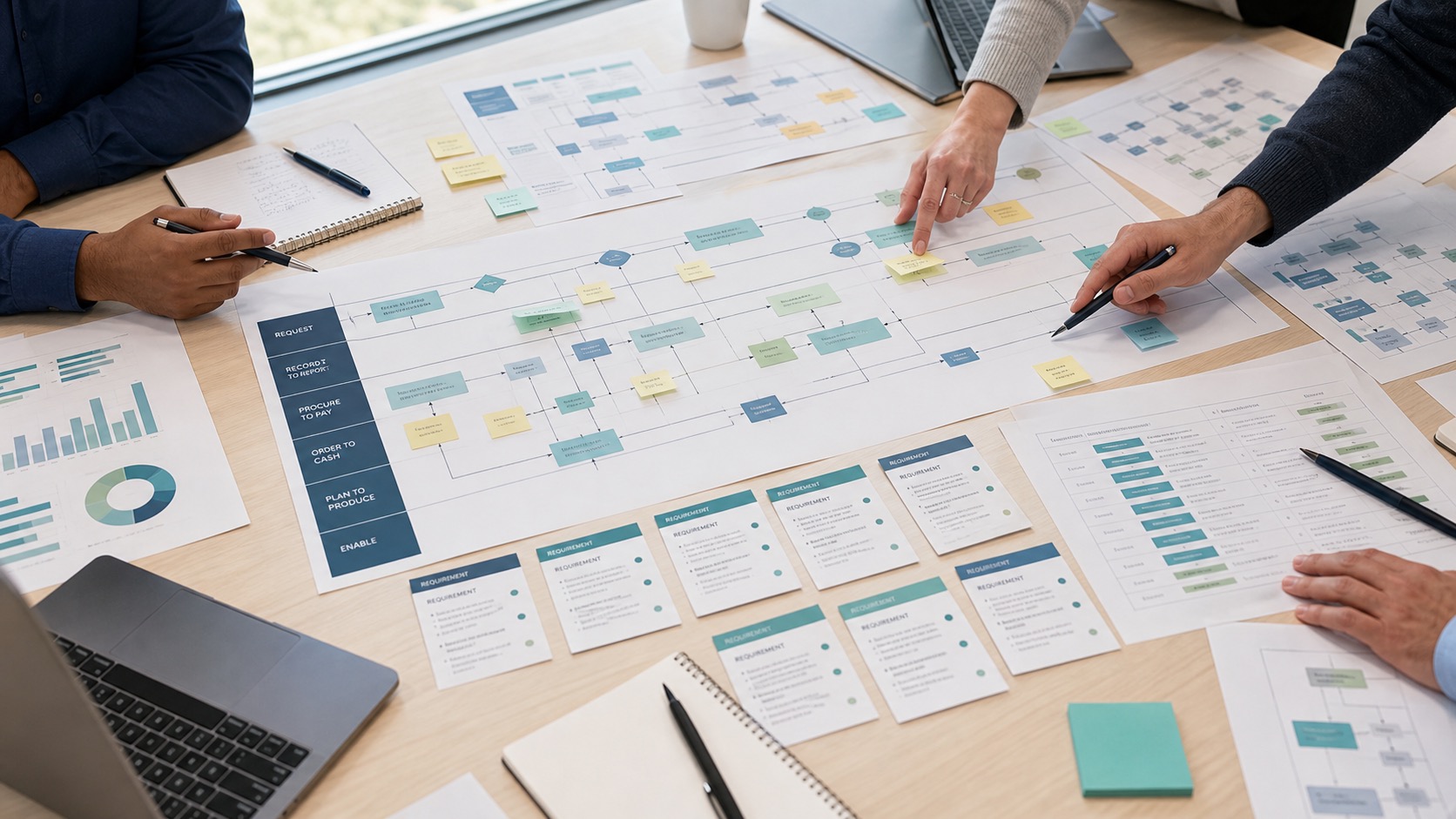 Cross-functional team preparing for an ERP assessment